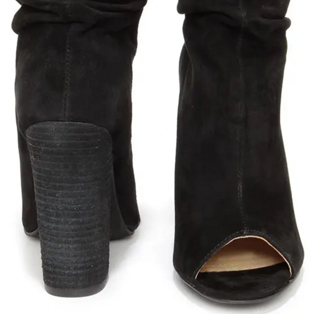 Kristin Cavallari Chinese Laundry Laurel Black Suede Peep Toe Booties. Size 6.5. - Picture 2 of 10